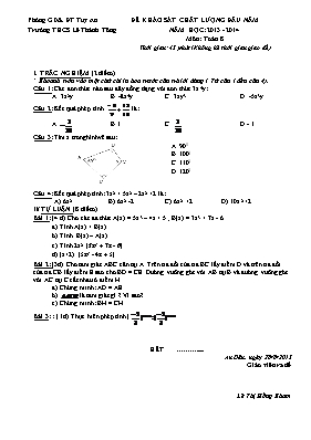 Đề khảo sát đầu năm Toán lớp 8 (Có đáp án) - Năm học 2013-2014 - Trường THCS Lê Thánh Tông
